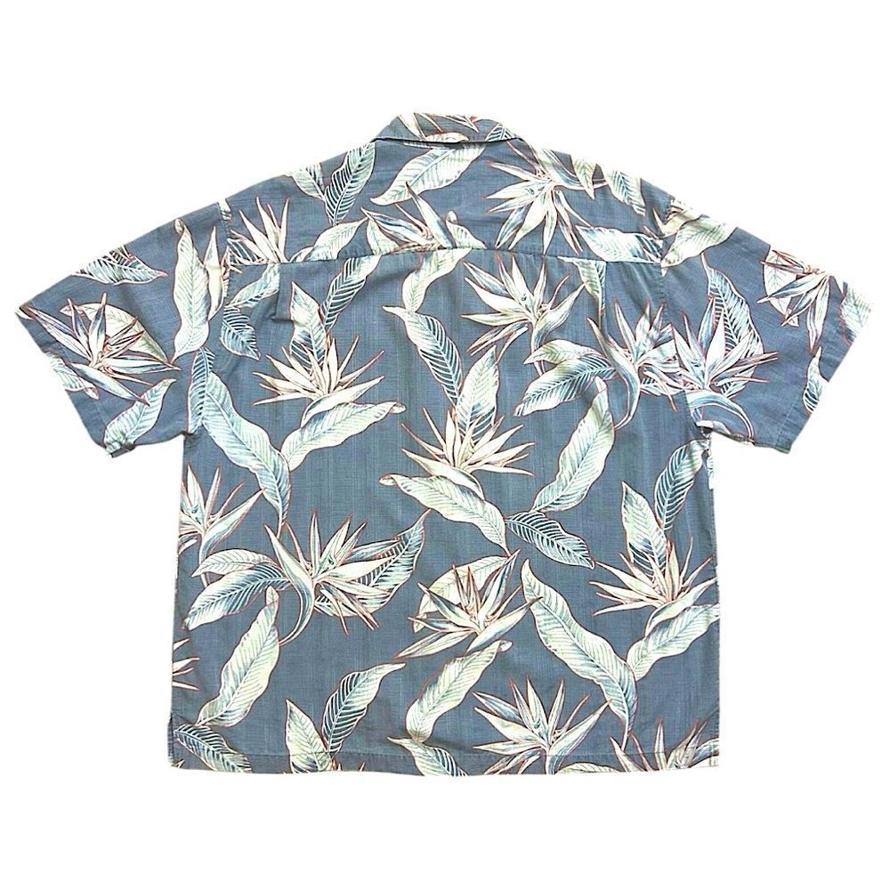 JAMAICA JAXX Men's Woven Silk Hawaiian Camp Shirt Wood Buttons Blue Gray Sx XXL - Picture 4 of 11